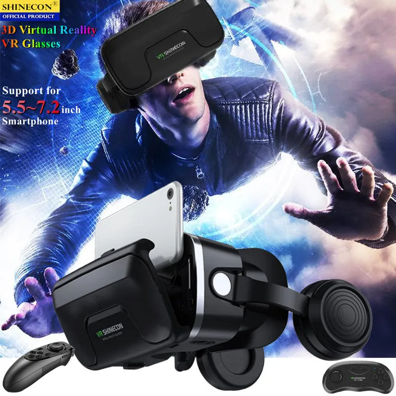 VR-Brille Original Virtual Reality VR-Brille Box Hi-Fi Stereo 3D-Videos Spiel Google Cardboard Headset Helm für Cellhone Max 7,2" Rocker 230715
