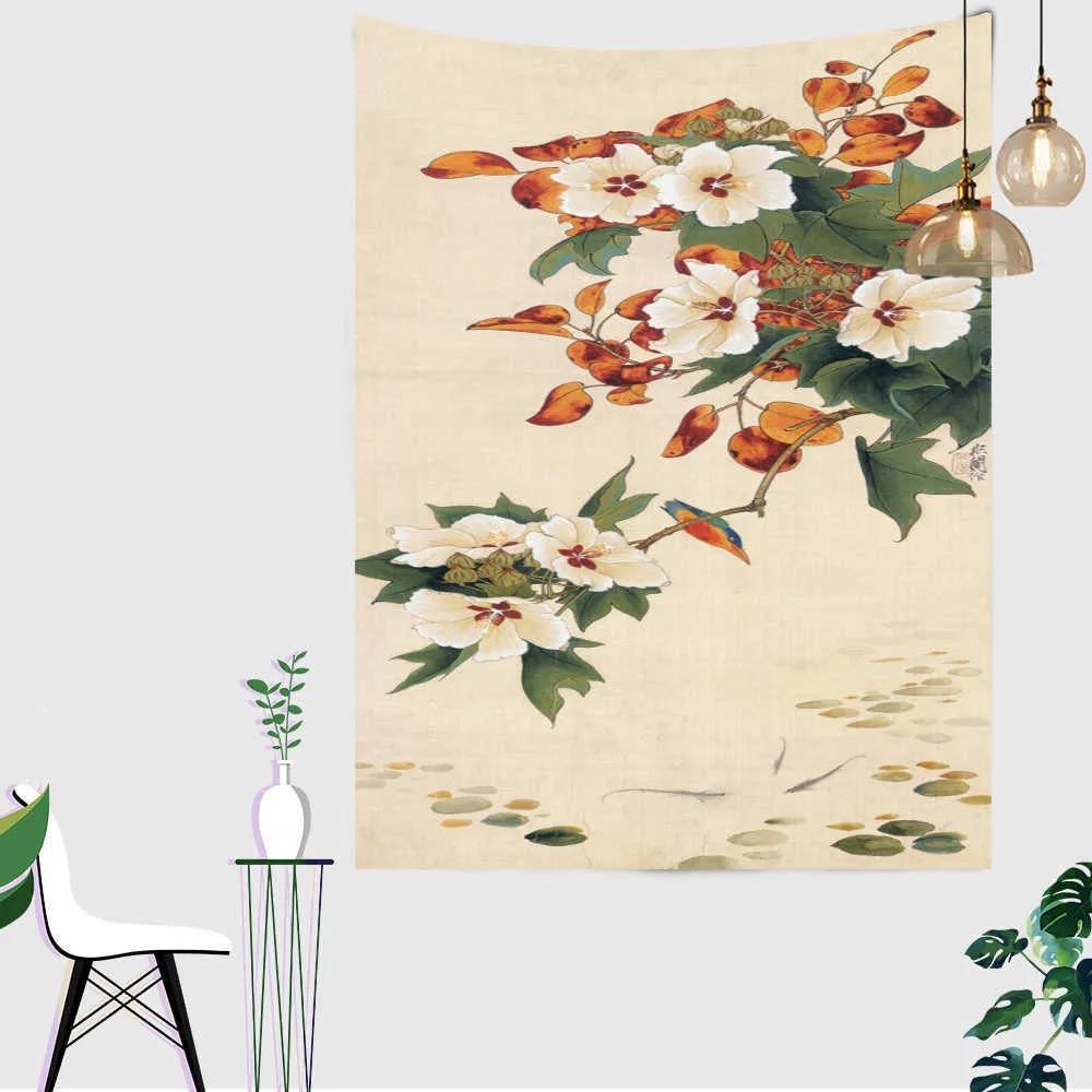 Tapisseries dôme caméras peinture chinoise de fleurs oiseaux tapisserie paysage paysage tenture murale bon es bohème Mandala Tarot décor à la maison