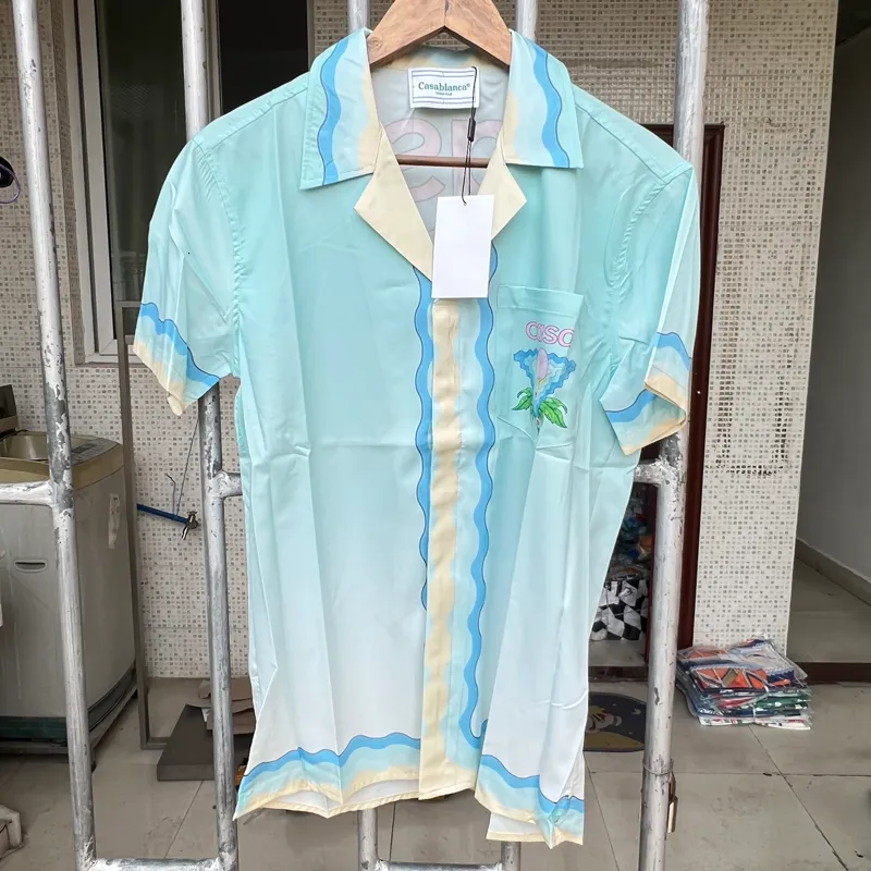 Camisas casuais masculinas Arrival Casablanca Estampa de raquete Camisa lisa de manga curta Roupas masculinas Tops de alta qualidade Envio de um dia 230714