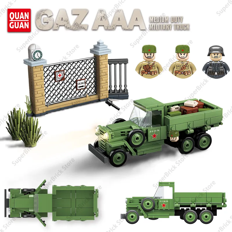 Blocks WW2 Soviet Military Vehicles GAZA AAA Medium Truck Model