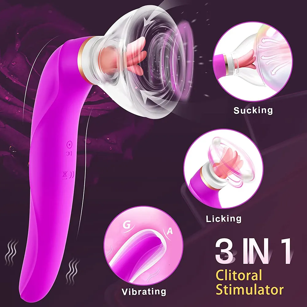 Wibratory ssące cipkę, dildo, wibrator, zabawki erotyczne dla kobiet, lizanie języka, stymulator łechtaczki, masturbacja sutków_voghion.com