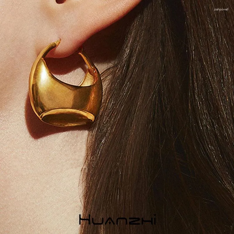 HUANZHI 2023 Korean INS Trendy Gold Polene Bag Shaped Hoop Earrings For Women And Girls From Joshpowell 8.5 DHgate.Com