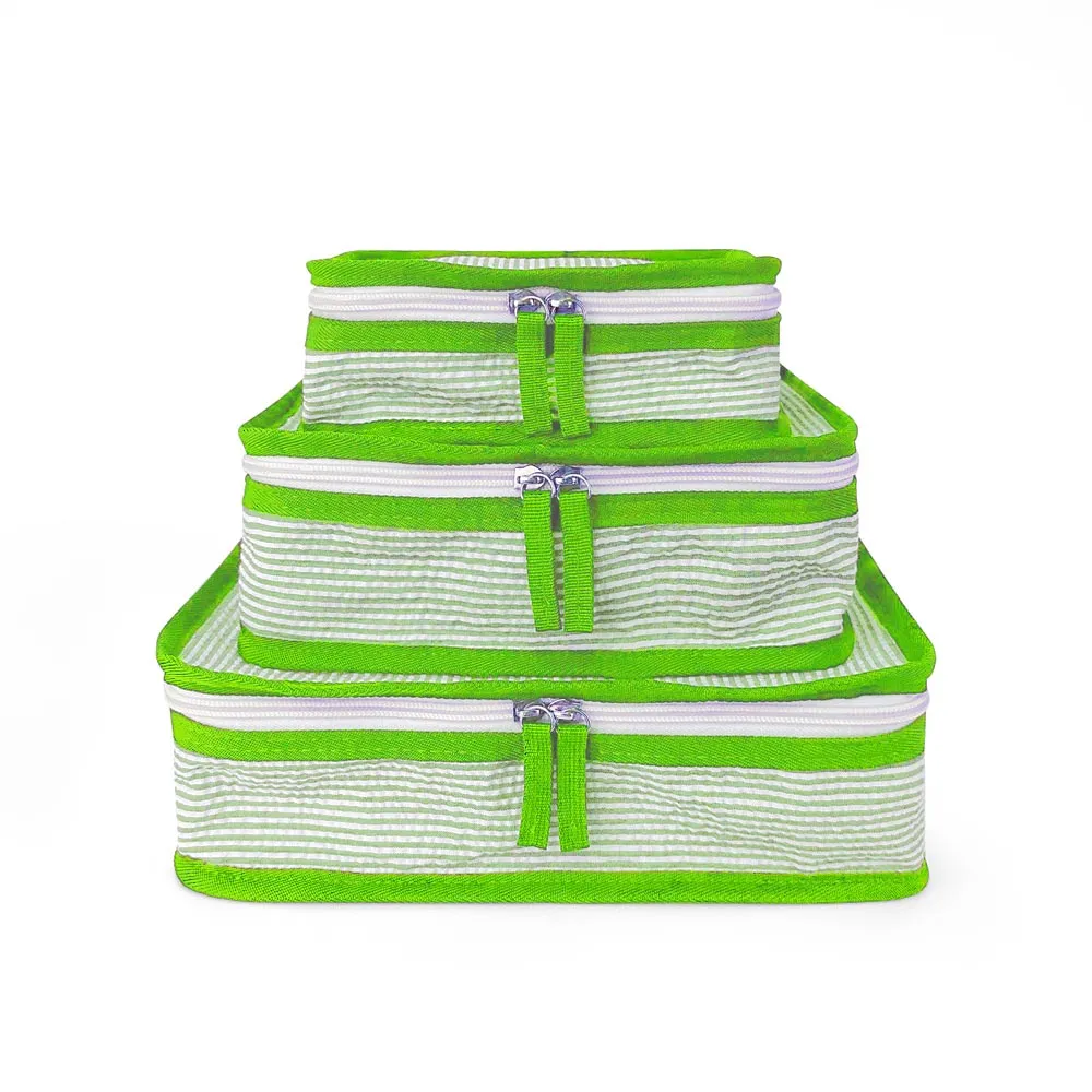 Organisateur de sac en Seersucker vert, 20 pièces, Cubes d'emballage d'entrepôt GA, ensemble de sacs de voyage 3 en 1, sacs d'emballage de bagages de 3 tailles, DOM2444