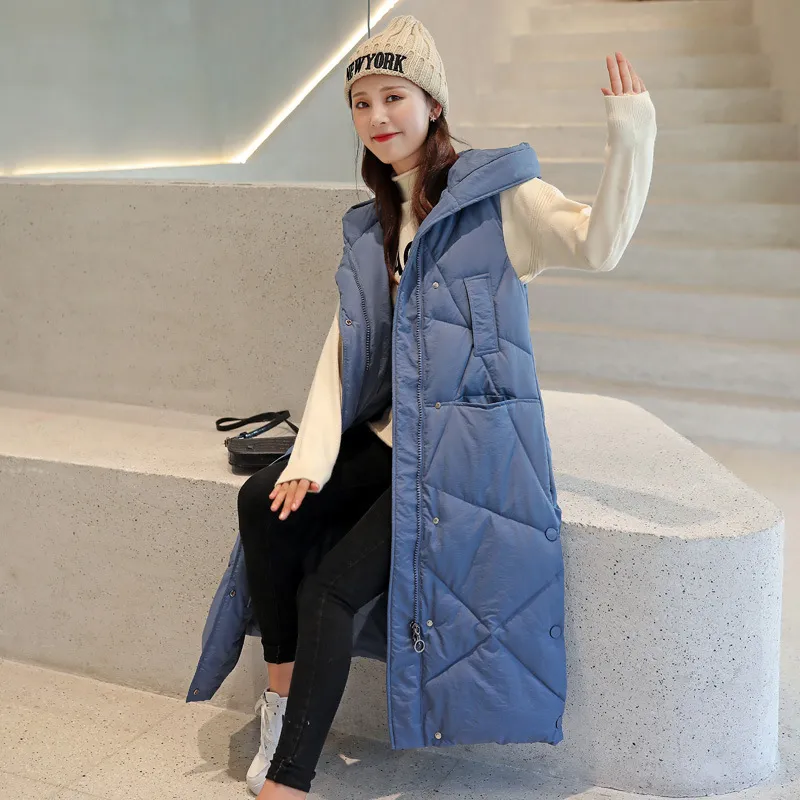 lu Yoga Outfit Women Down Jackets Hoodies Long Vest Down Parkas Waistcoat Tops Ladies Outerwear Coats Winter Thick Coat Keep Warm ll1906