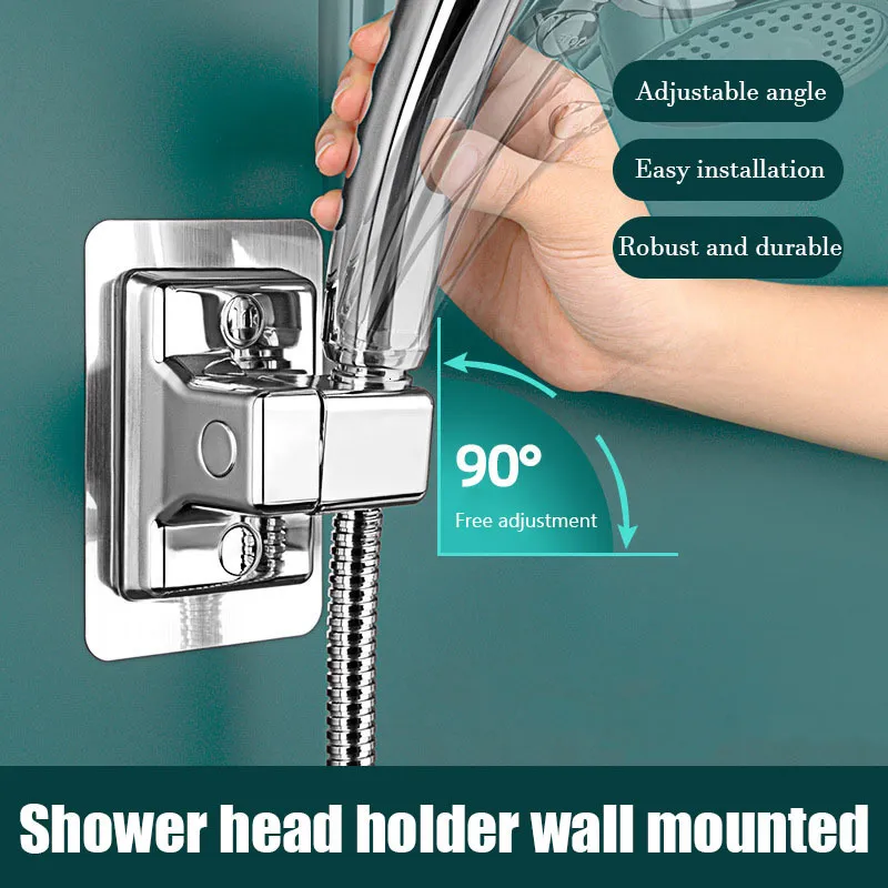 バスルームシャワーヘッドABSシャワーヘッドホルダー壁取り付けられたシャワーラック自己接着性調整可能回転式ハンドヘルドブラケットバスルームアクセサリー230714