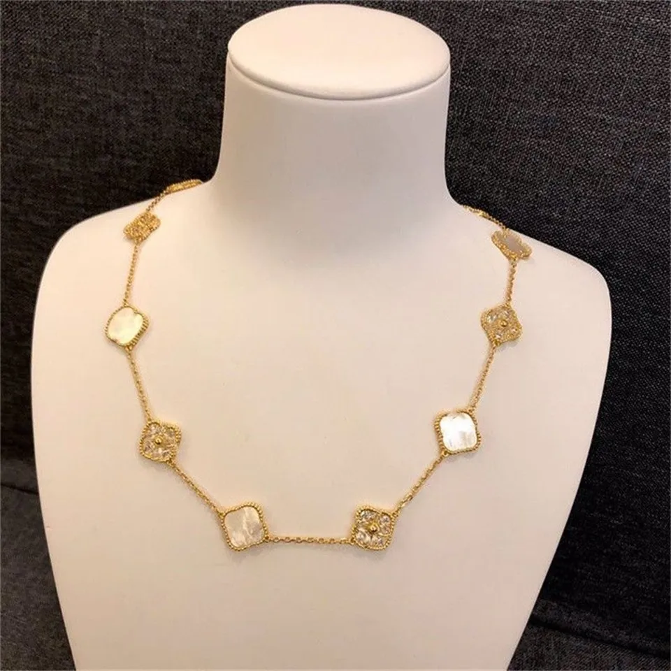 Vintage Four Leaf Clover Necklace With 20 Motifs, 18k Yellow Gold