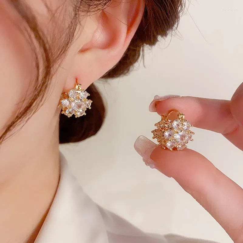 Hoop Earrings Luxury Cubic Zircon Flower Basket For Women High Quality Copper 14K Gold Plated Designer Earring Fashion Jewelry