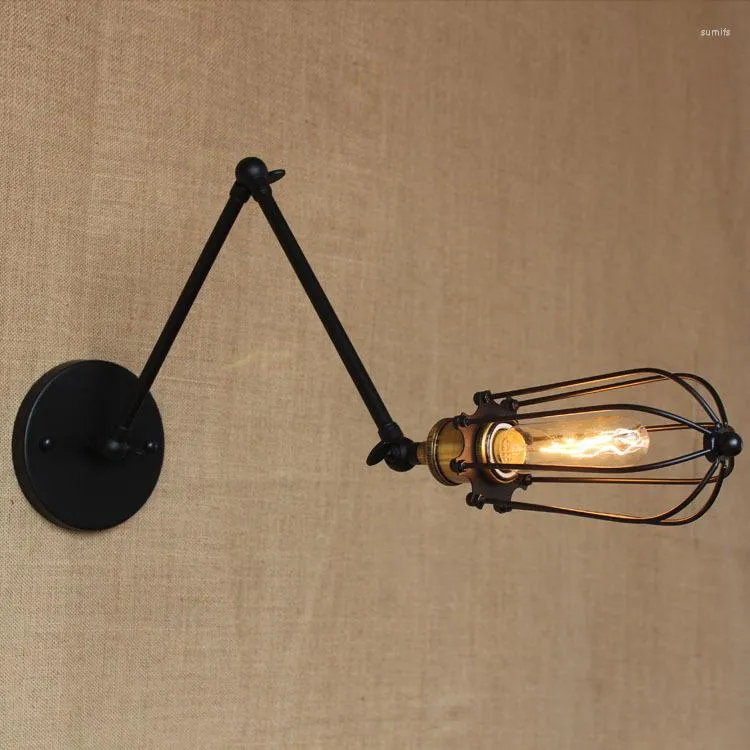 Lampa ścienna Przemysł Kute Żelazne ramię w górę i w dół podwójne festiwal regulacja odzieży Poraz barowy korytarz schodów retro