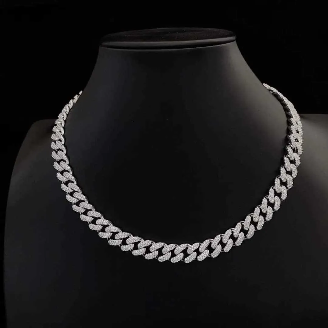 펜던트 목걸이 아이스 아웃 힙 팝 10mm 남성 스털링 실버 쿠바 링크 목걸이 VVS Moissanite Cuban Diamond Chain