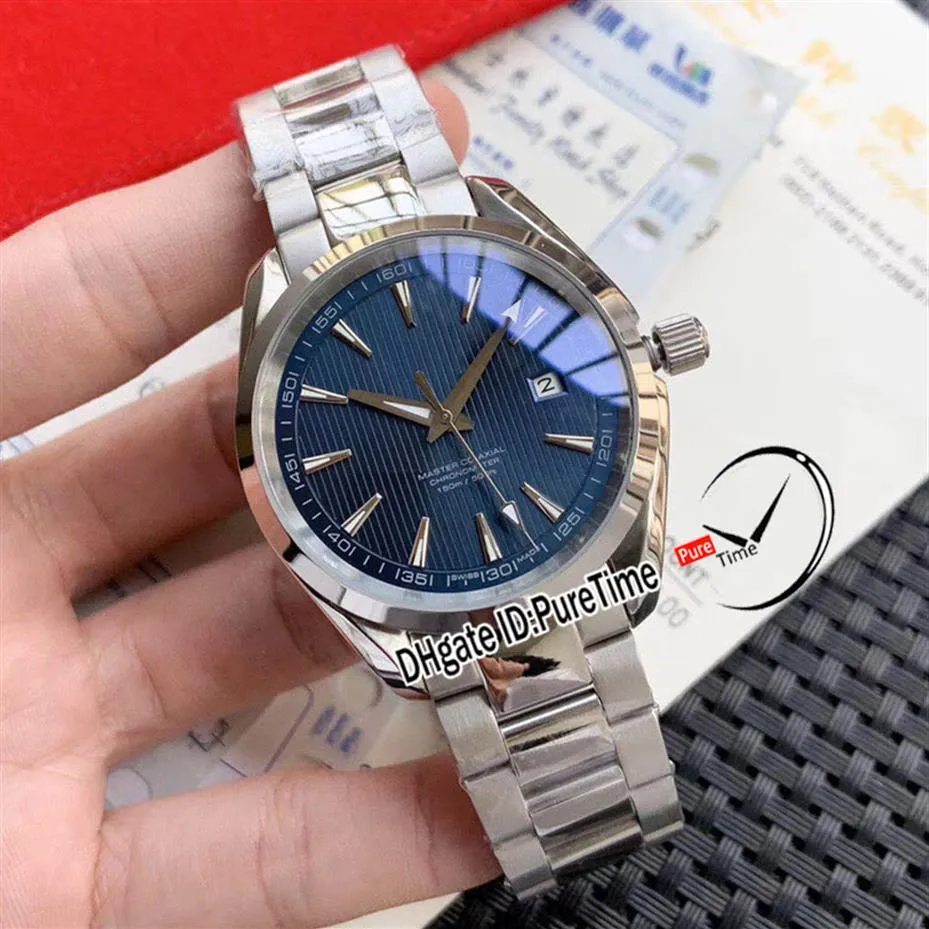 Neue Aqua Terra 150M Miyota 8215 Automatik-Herrenuhr, blau strukturiertes Zifferblatt, Strichmarkierungen, Stahlarmband 231 10 42 21 03 003 Puretime 319S