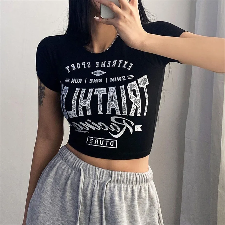 Men's T Shirts Hip Hop Streetwear T shirt Women Summer Tees Tops Letter Print Tshirt Harajuku Sexy Shirt Girl Short Tee 230715