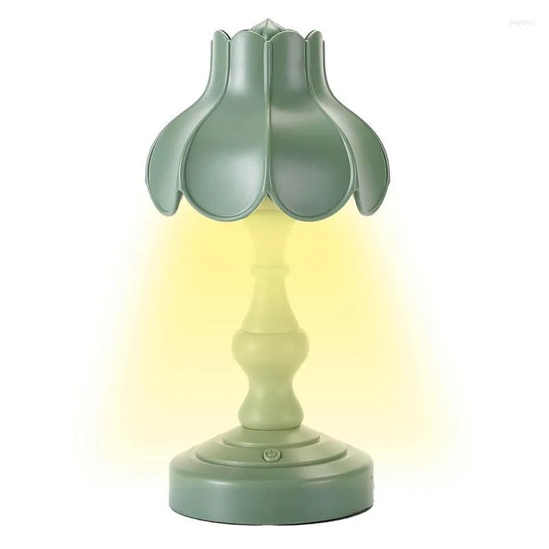 Lampade da tavolo Mini Lampada a forma di foglia di loto 3 Ingranaggi Protezione per gli occhi regolabile Luce notturna da lettura sul comodino per dormire bianco caldo per camere da letto