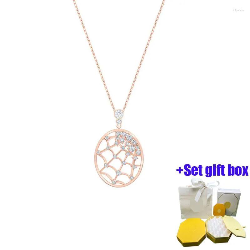 Kedjor fashionabla och charmiga rosguldcirkel Silk Spider Web Jewelry Halsband Lämpliga för vackra kvinnor fria från frakt