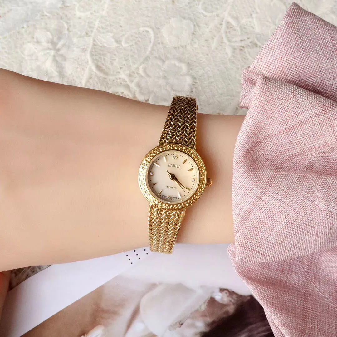 Womens Watches Brass 24K Gold Vintage Woven Strap Shell Dial  display picture 1