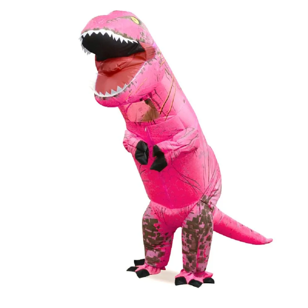 Kids T-Rex Dinosaur Inflatable Costume Blow up Outfit Fancy Dress Dinosaur Mascot Costumes Jumpsuit Christmas Costume257H