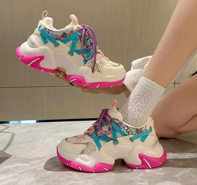 Sneakers Women Trainers Platform Corée Fashion Corée Chunky Sneakers Ladies Tenis Designer Casual Chores femme Papa chaussures