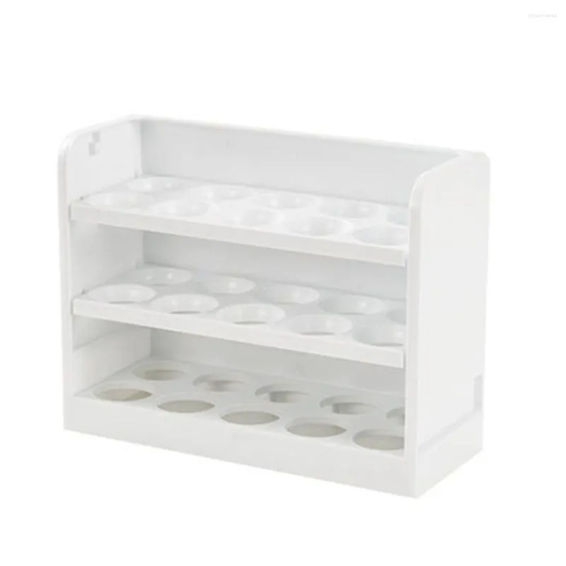 Förvaringsflaskor ägghållare för kylskåp stapelbar container kylskåp dörr bordsskiva spis butiker 30 ägg roterbara