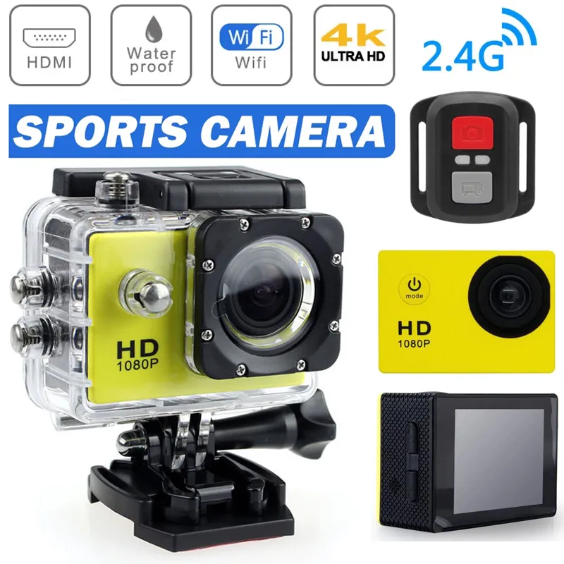 Sportowa akcja kamery wideo 4K Ultra HD Camera 1080p30fps WiFi 2.0 "Ekran 170D Podwodny wodoodporny hełm Vedio Go Waterproof Sport Cameras Pro 230714
