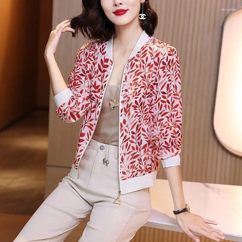 Women's Jackets Summer Women Beach Jacket Coat Female Long Sleeve Sun Protection Clothing Ladies Print Sunscreen Casual Thin Top Cardigans