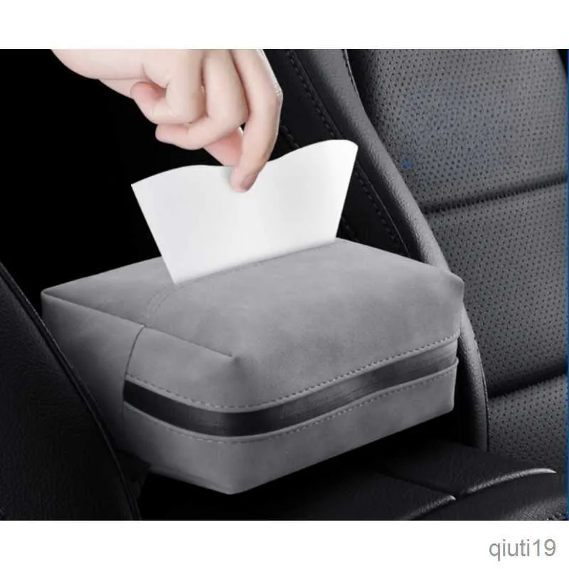 Vävnadslådor servetter bilvävnadslåda hållare nappa läder bilcenter konsol armstopp servett lådan solvisor backseat vävnad fodral med fix rem r230715