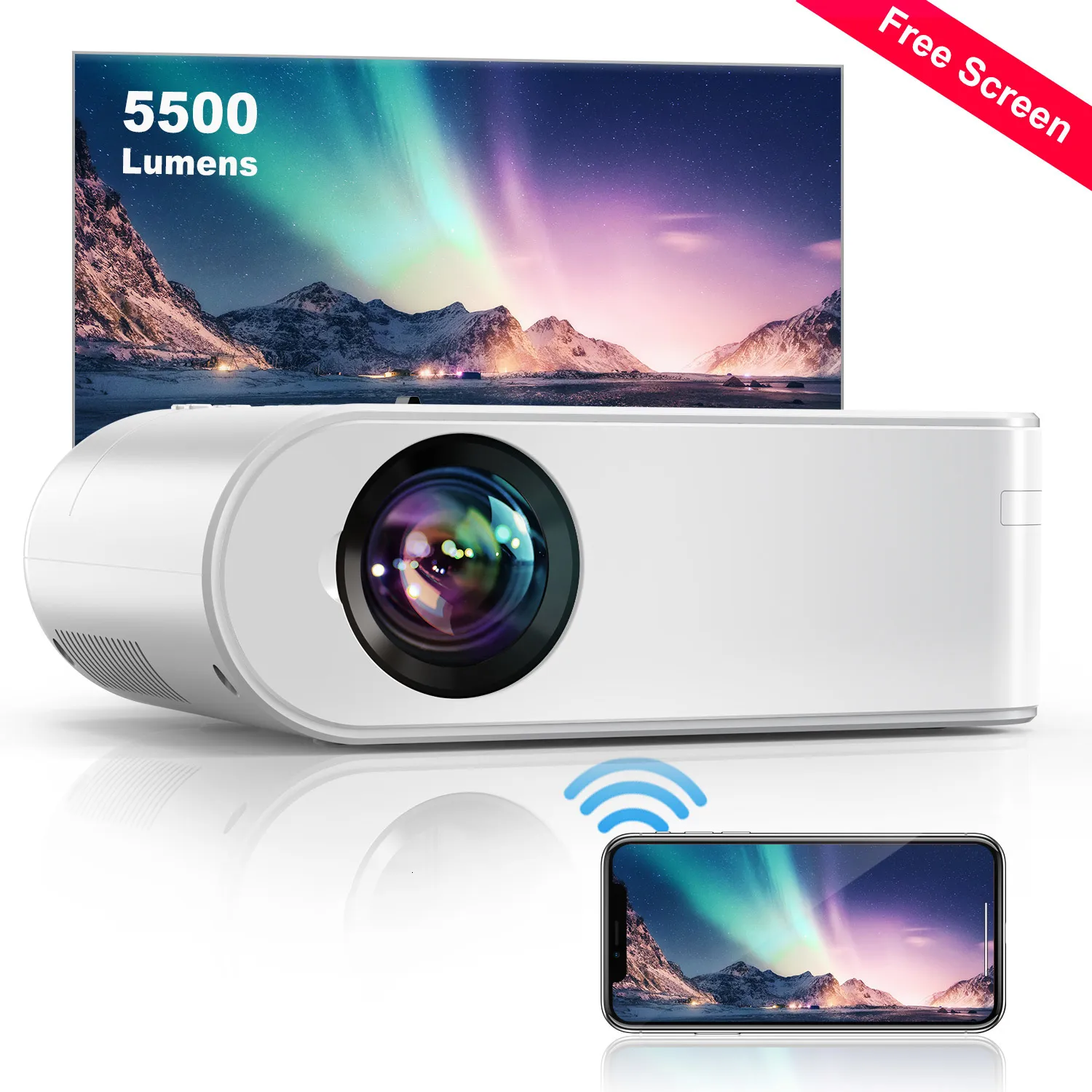 Yaber 1080P Projector with Wifi and Bluetooth, Portable Mini Home Theater  Projector with Bag, Gifts for Family, Friends, Kids 