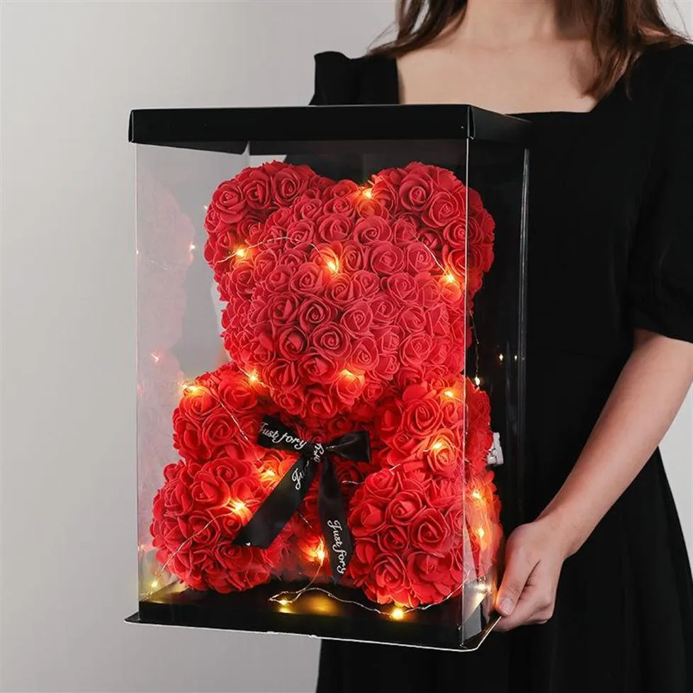 Fleurs décoratives Couronnes Rose Ours Cadeau De Noël Décoration Saint Valentin Fleur Anniversaire Teddy Simulation RoseDecorati302L