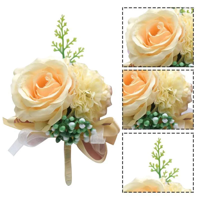 장식용 꽃 1pcs Boutonnieres 인공 실크 장미 코르세지 단추 구멍 신랑 맨 남성을위한 Boutonniere 여성 웨딩 액세서리