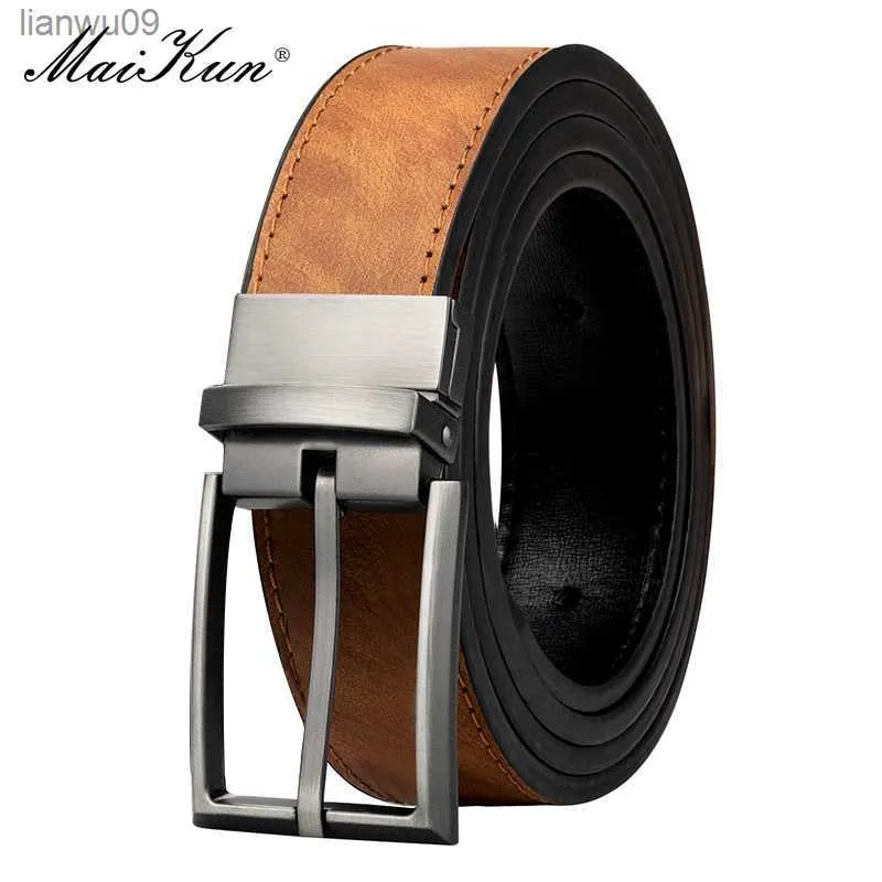 Cinture in pelle reversibili Maikun per uomo Cinture in pelle marrone per pantaloni Cinture boss Cintura da uomo firmata caffè L230704