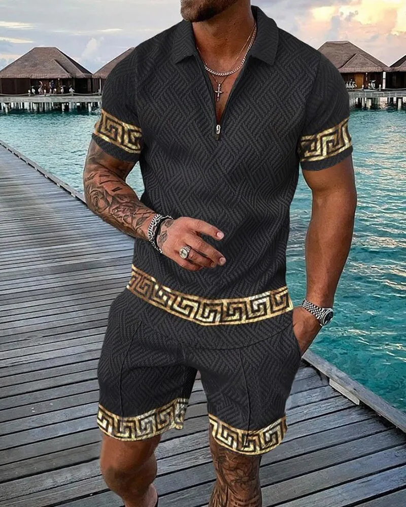 Polos para hombre Conjunto de polo de lujo para hombre Chándal vintage de verano Traje elegante informal Traje de camisa polo para hombre Ropa de estilo hawaiano Ropa de calle 230714