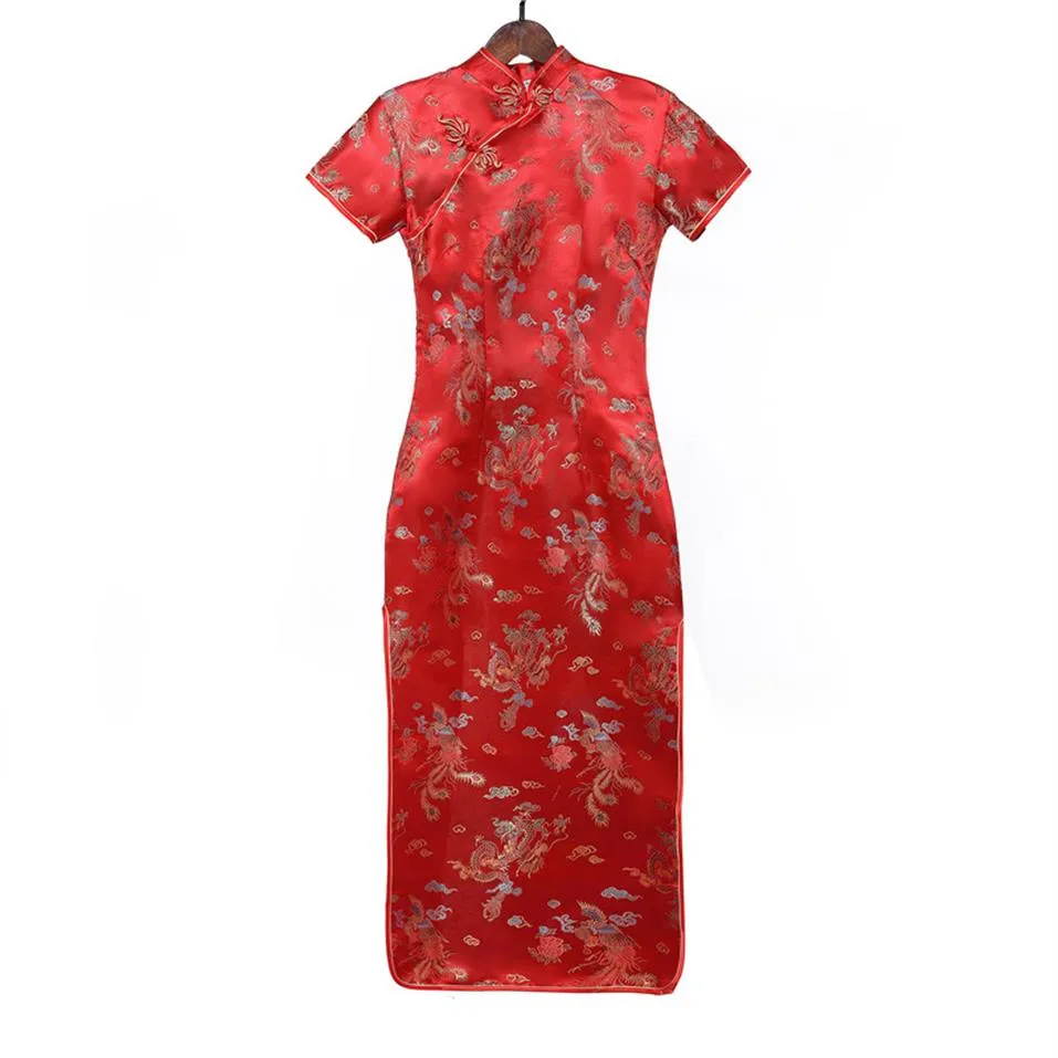 Vêtements ethniques nouveauté rouge chinois dames traditionnel robe de bal robe longue Style mariage mariée Cheongsam Qipao femmes Costume328y