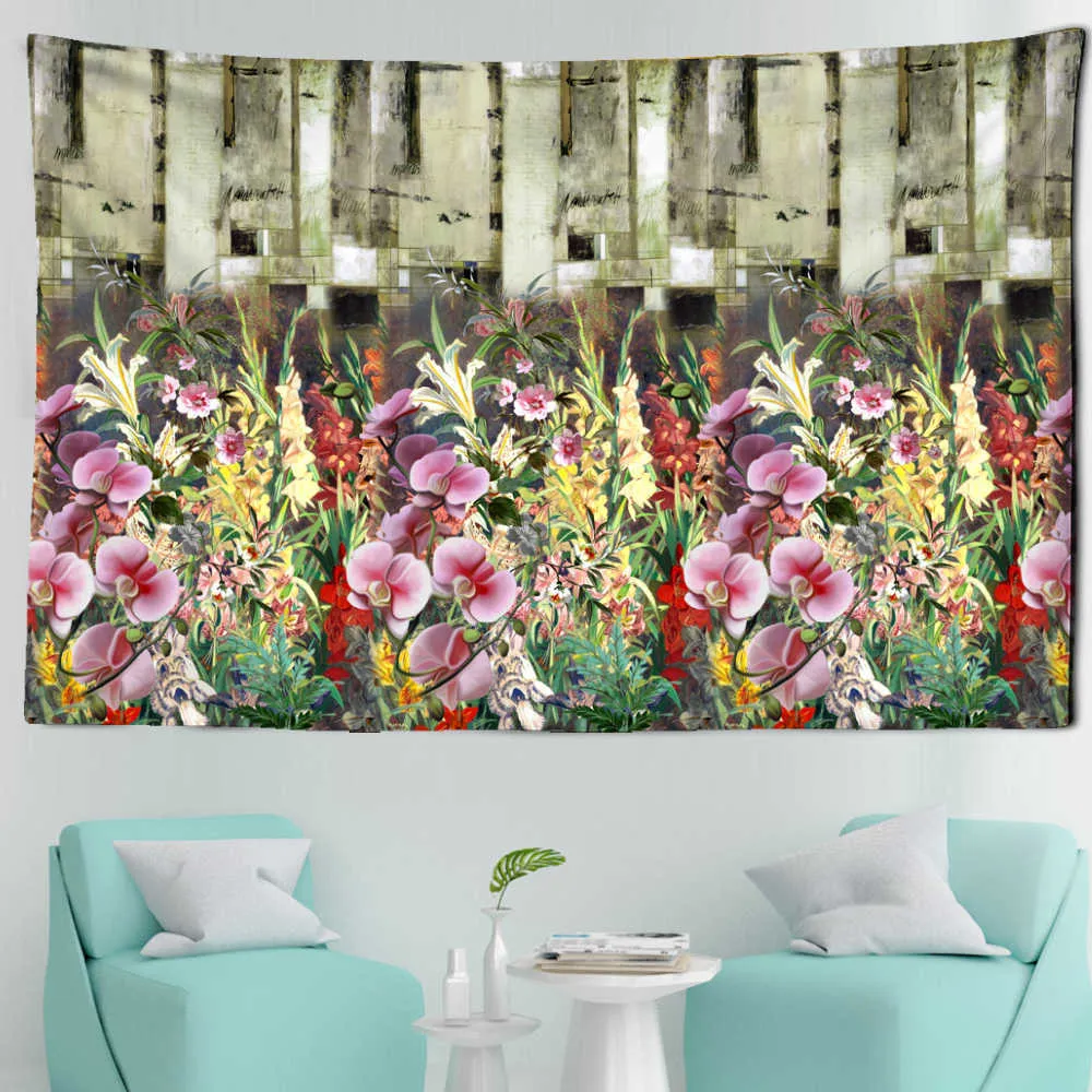 Tapisseries Dôme Caméras Fleurs Colorées Peinture À L'huile Tapisserie Tournesol Art Tenture Murale Bohème Hippie Sorcellerie TAPIZ Art Dortoir Décor