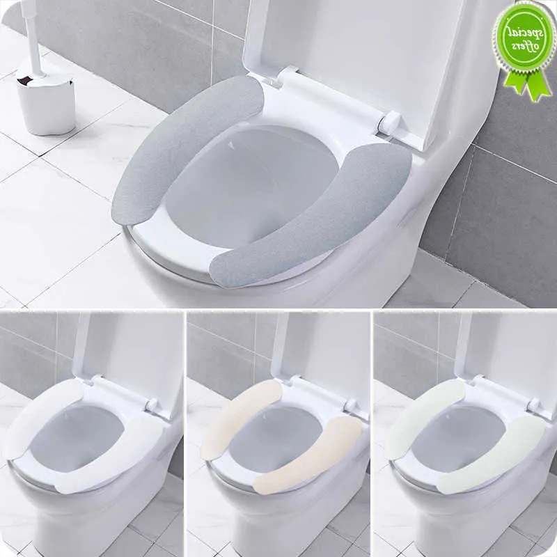 Ny 1Pair Universal Toalett Seat Cover WC Pad Home Soft Health Sticky Toalett Mat Cover Closestool Seat Case Badrumstillbehör