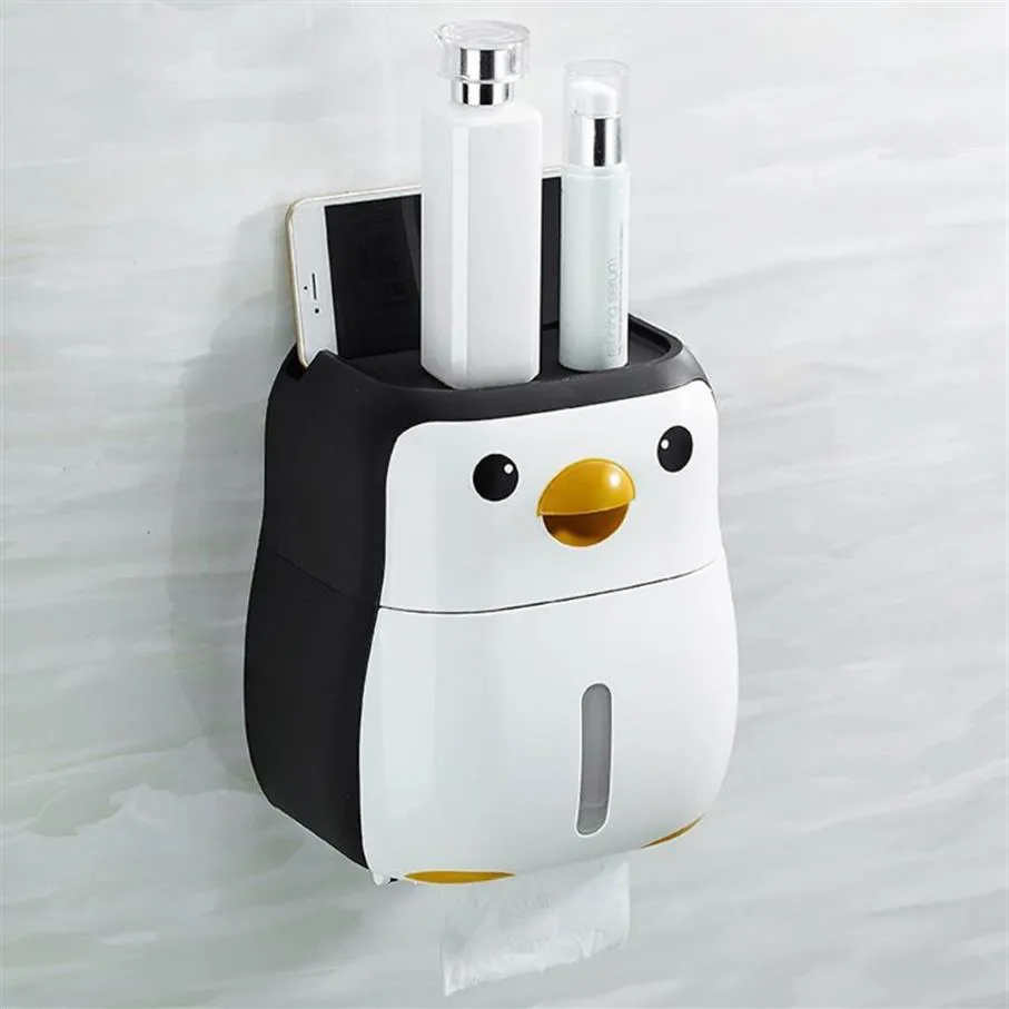 Simpatico pinguino Contenitore di carta Porta carta igienica Scaffale per scatola di fazzoletti a parete296I