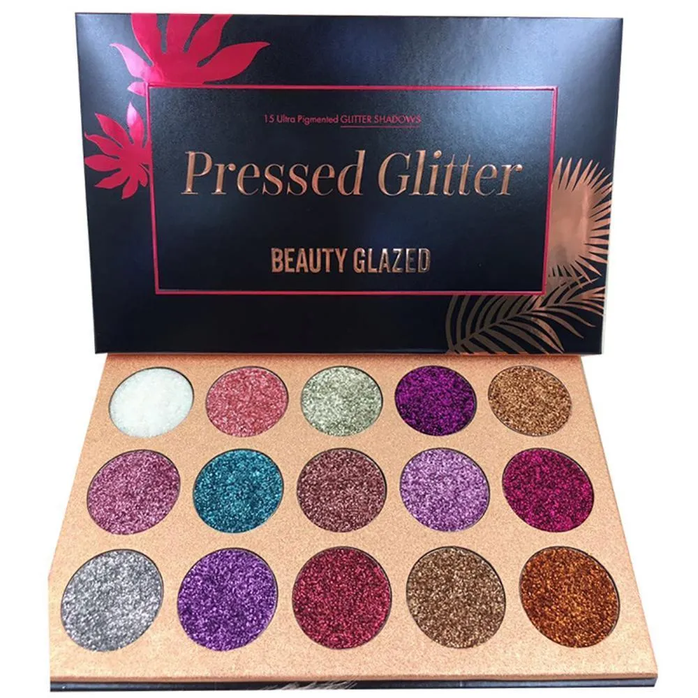 Eye Shadow BEAUTY GLAZED 15 Color Eyeshadow Palette Glitter Pressed Makeup Diamond Cosmetic Magnet Shine Shimmer Club Party Maquiagem 230715