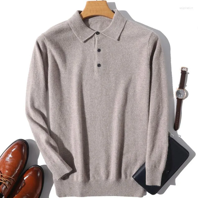 Men's Sweaters Cashmere Wool Polo Collar Knitted Sweater Men Pullover 2023 Autumn Winter Super Warm Lapel Casual Jumper Pull Homme