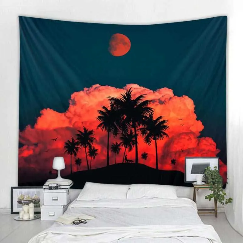 Tapisseries Dôme Caméras Personnalisable Dessin Animé Lune Ciel Étoilé Tapisserie Nuage Tenture Murale Chambre D'enfant Fond Décoration Murale Chambre Kawaii