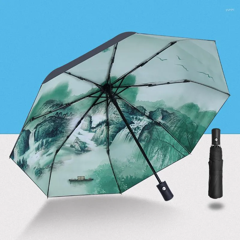 Guarda-chuvas Grande forte guarda-chuva totalmente automático anti-uv guarda-sol dobrável sol chuva bolso à prova de vento para navio da gota