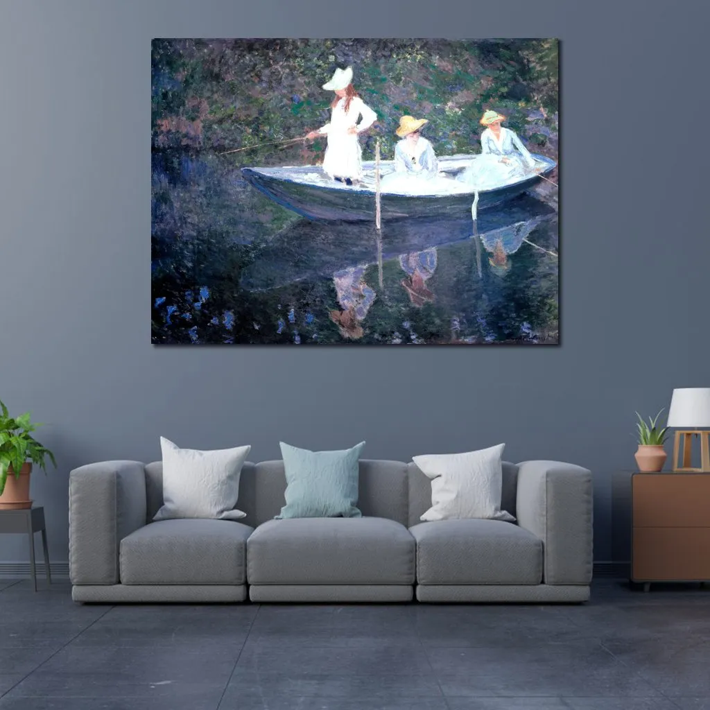 In The Norvegienne Boat at Giverny Claude Monet Painting Impressionist Art Hand-painted Canvas Wall Decor High Quality