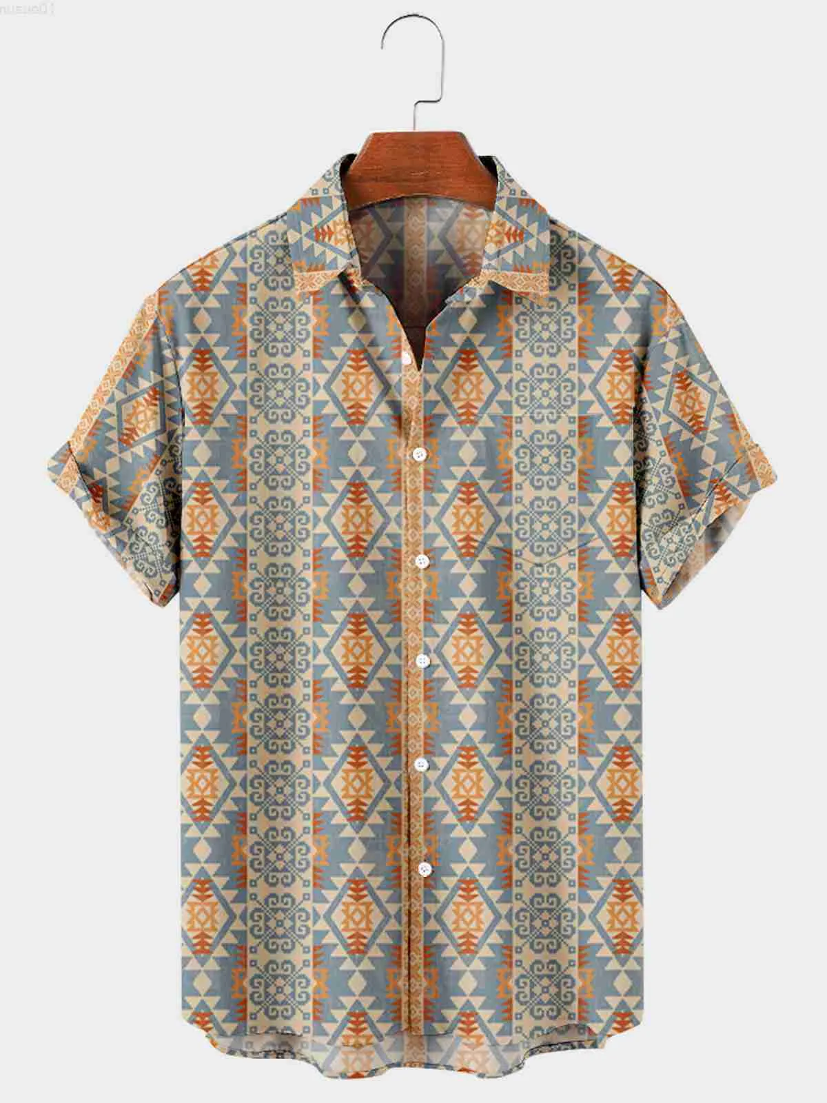 Men's Casual Shirts Harajuku y2k hombre street tops men's trendy digital print casual fashion trend prismatic pattern button up shirt 4 L230715