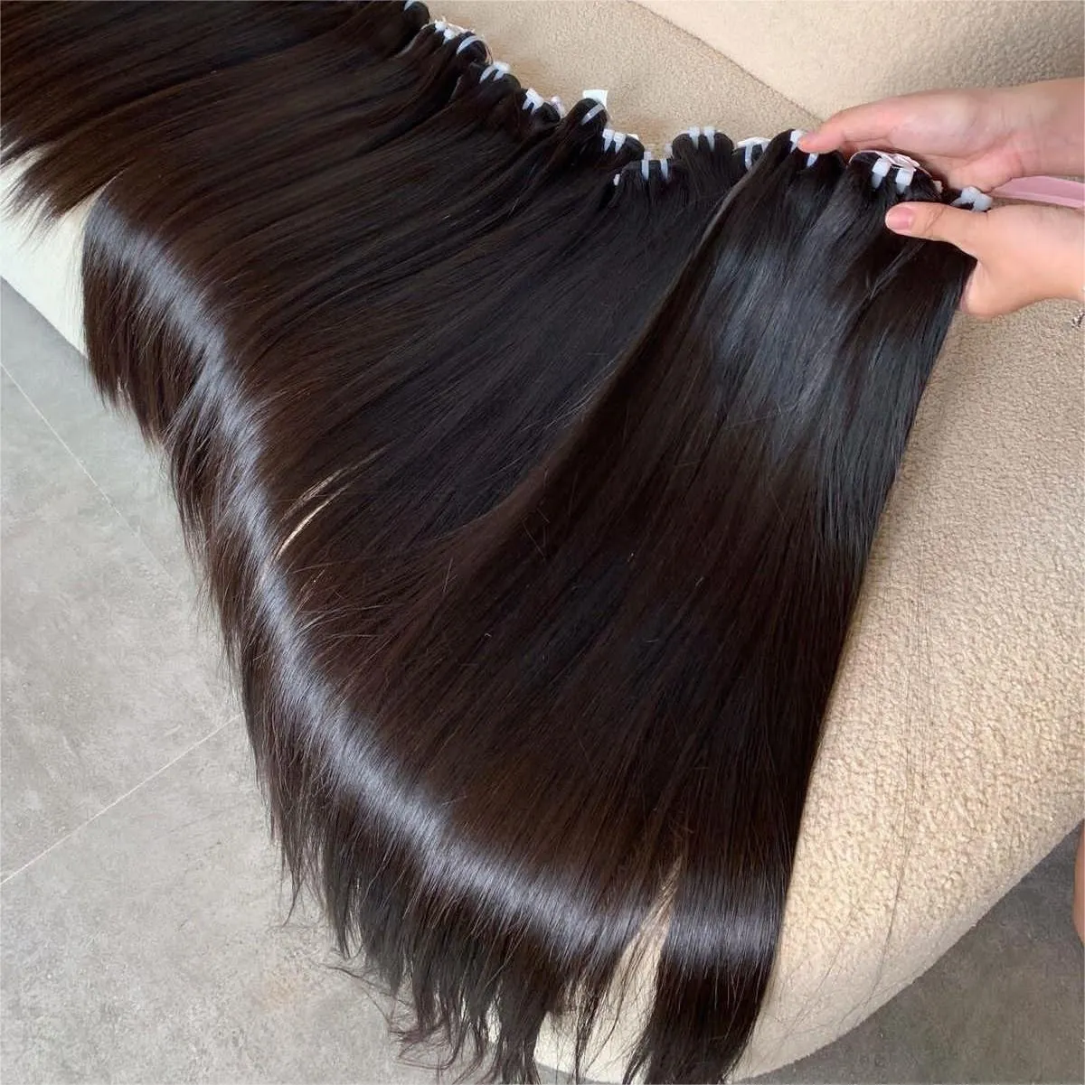 1 pacote de acordo em linha reta 100% vietnamita cru feixes de cabelo humano extensão do cabelo cor natural não processado