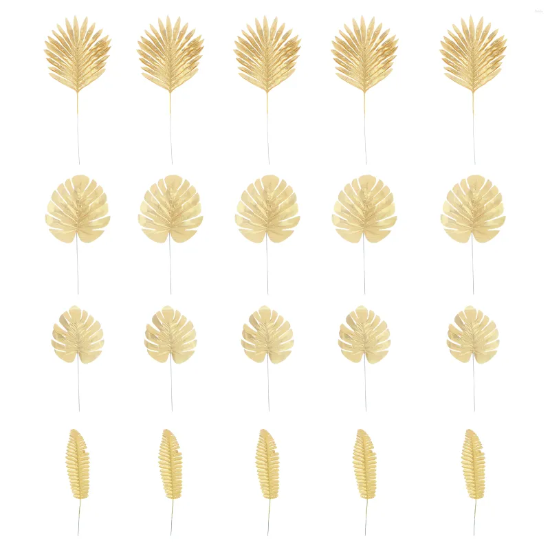 Fleurs décoratives 20 Pcs Fleur Artificielle Fournitures De Fête Ornement Réaliste Décoration De La Maison Feuilles Disposition Po Props Banquet En Plastique Vert