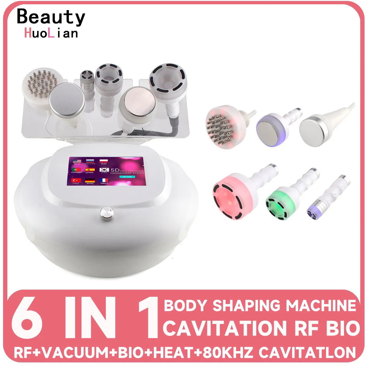 Masseur de visage 6 en 1 80K Cavitation RF Ultrasonic Vacuum Amincissant la machine Perte de poids Body Sculpting Skin Tightening Beauty Device 230714