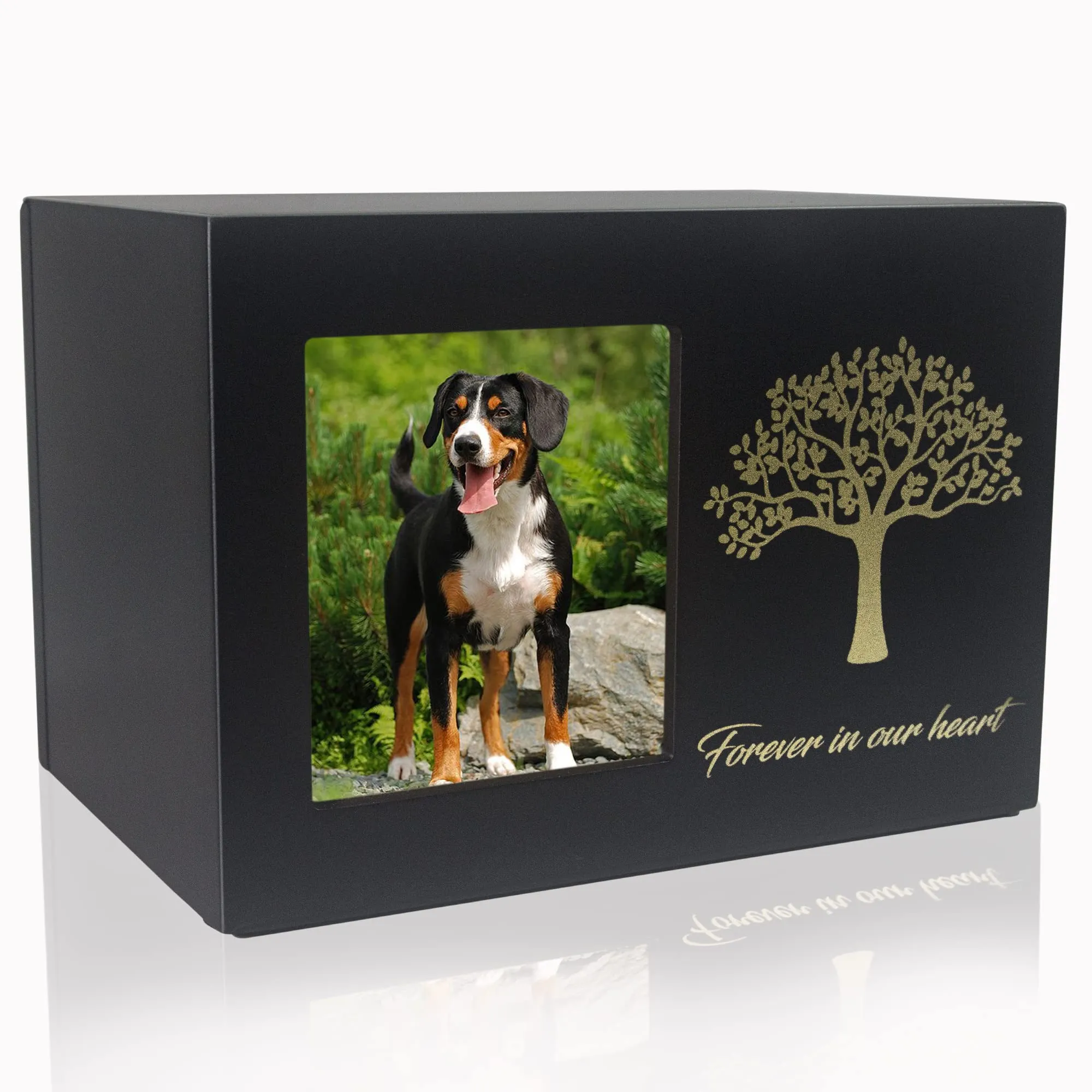 Pet Memorial Urns for Dogs or Cats Ashes Wooden Pet Cremation Urns with Personalized Photo Frame Pet Memorial Keepsake Box Loss Pet Sympathy Remembrance Gift