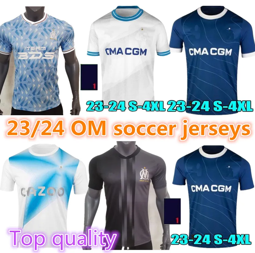 2023 2024 Marseilles Home AWAY Soccer Jerseys 30 Year Anniversary Special OM Maillot Foot 23 34 Football Shirt FANS Version Training