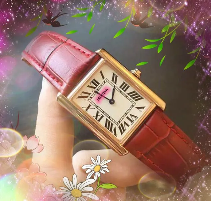 Célèbre cadran de réservoir romain carré montre 31mm luxe mode cristal cuir bande horloge femmes mouvement à quartz dames haut de gamme ultra-mince couvercle à vis montres Montre De Luxe