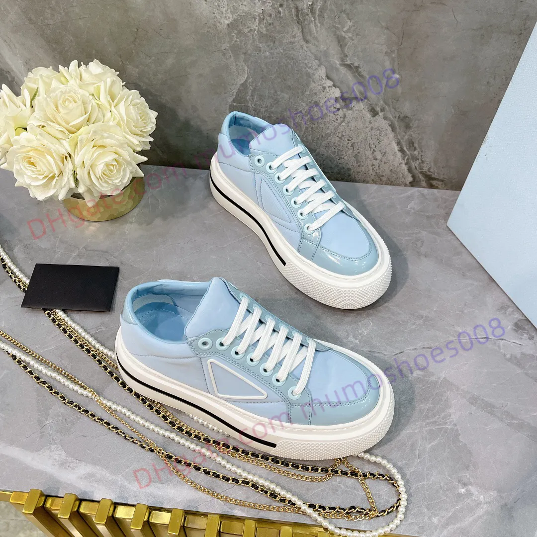 2023 Stilisti Donna Scarpe eleganti Sneakers Macro Re-Nylon Sneakers in pelle spazzolata Moda di lusso Scarpe piatte Fondo spesso Scarpe casual in rilievo