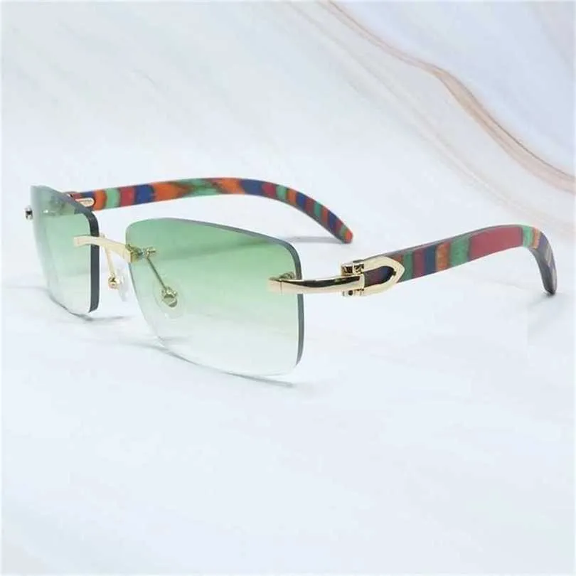 Sonnenbrille 2023 Mehrfarbige Holzglas Männer Rimeless Carters Frauen Quadrat Vintage Luxus Designer Mode Holzgläser ShadesKajia Neu