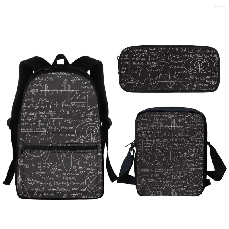 School Bags Teen Fashion Bag Mathematical Formula Printing Men Ladies Girl Backpack Lunch Messenger Pencil Case Gift Mochila