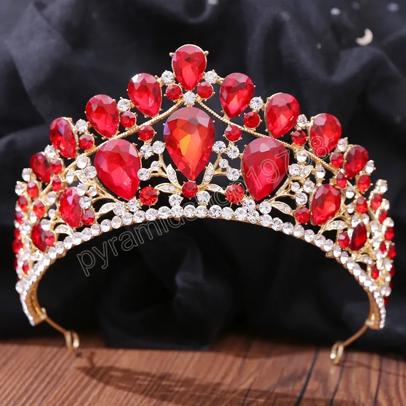 Luxury Bling Purple Crystal Rhinestone Tiara Crown for Women Party Elegant Elegant Bridal Hair Dress Accessories