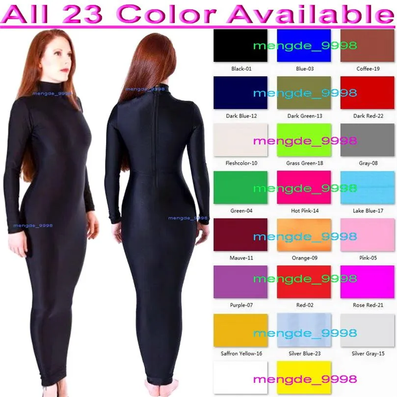 Sexy Frauen Party Kleider Kostüme Zurück Reißverschluss 23 Farbe Lycra Spandex frauen Wrap Kleid Lange Röcke Halloween Phantasie Cosplay c261M